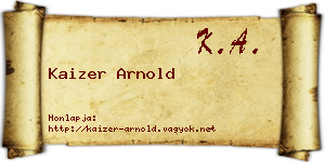 Kaizer Arnold névjegykártya